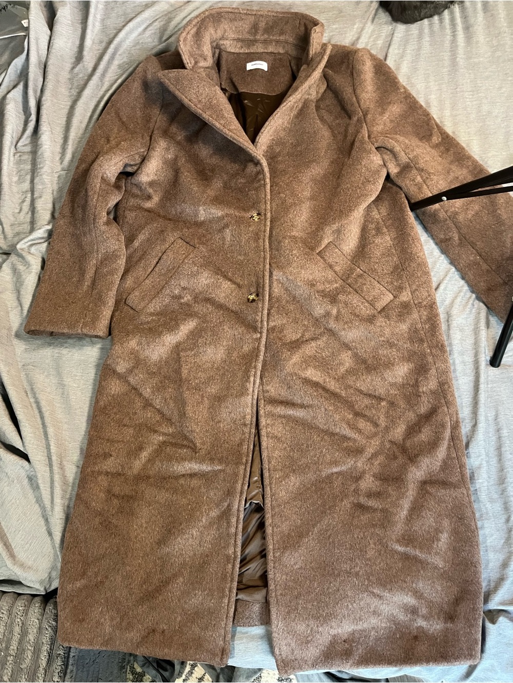 Rumored Chestnut Brown Long Single-Breasted Trench Coat